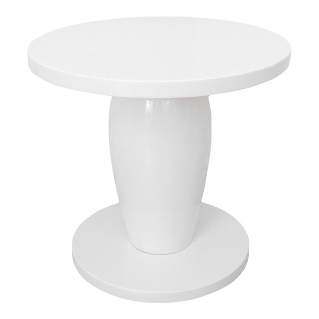 Modern White Lacquered Circular Side Table Chairish