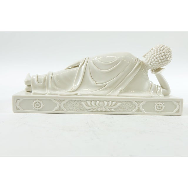 Figurative Mid 20th Century Porcelain Lying Buddha Figurine For Sale - Image 3 of 4