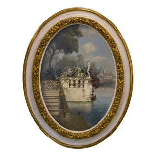 Antonio Celli, Romantic View of the Canal, Oil on Canvas For Sale
