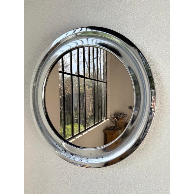 Round Chrome Mirror, Italy, 1960s For Sale - Image 3 of 18