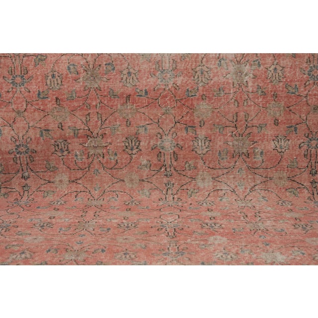 Pink 1970s Vintage Turkish Handmade Wool Cotton Pink Area Rug For Sale - Image 8 of 12