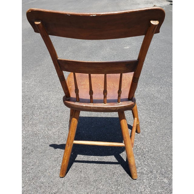 Tan 19th Century Early American Maple Planks Side Chair For Sale - Image 8 of 13