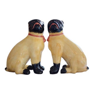 Pair of Italian Porcelain Dog Statues For Sale