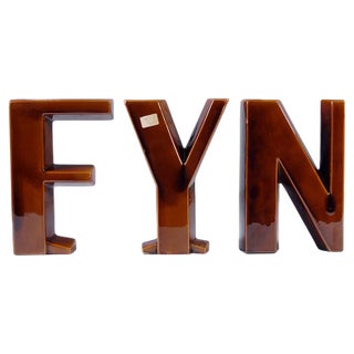 Letter-Shaped Glazed Ceramic Vases, Belgium, 1950s, Set of 3 For Sale