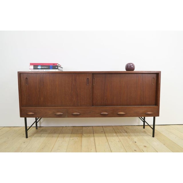 Teak Sideboard with Sliding Doors and Drawers, 1960s For Sale - Image 4 of 11