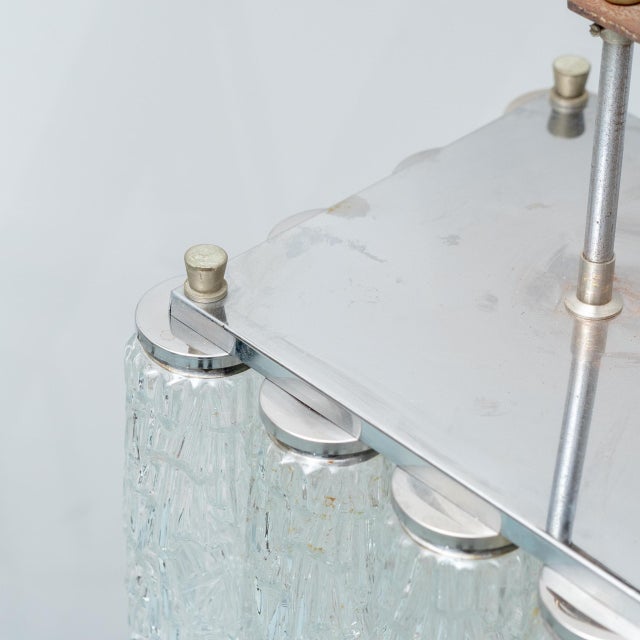 Metal Two-Light Metal and Glass Pendant Light, 1970s For Sale - Image 7 of 8