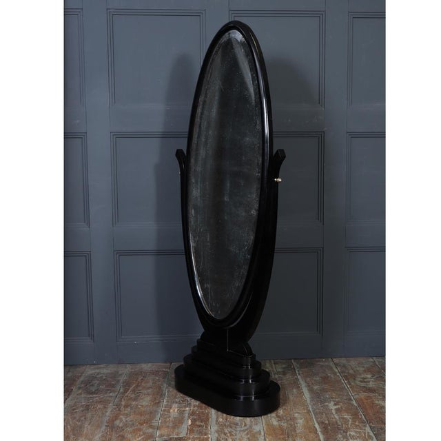 Art Deco French Cheval Mirror with Ebonised Frame, 1925 For Sale - Image 10 of 15