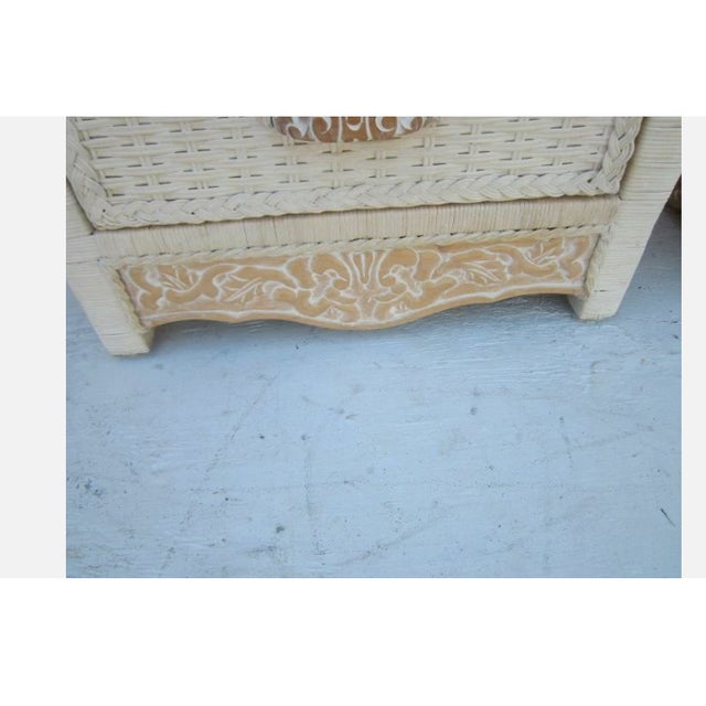 Wood 1980s Wicker Rattan Nightstand Jamaica Collection Two Drawer Set of 2 For Sale - Image 7 of 11
