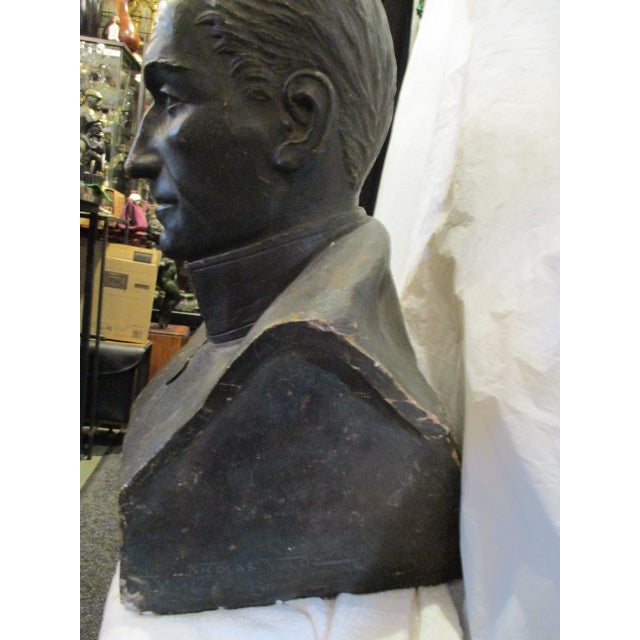 Vintage Plaster Bust Simon Bolivar by Nichola Veloz For Sale In New York - Image 6 of 9