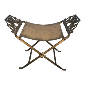 1920s Vintage Oscar Bruno Bach Style Iron Griffin Motif Bench Stool