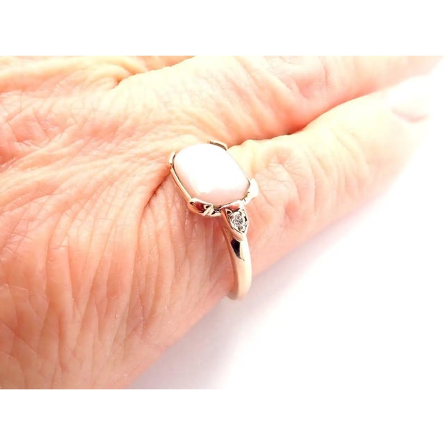 Pink Cartier Tortue Diamond Mother of Pearl Rose Gold Ring, Size 5.25 For Sale - Image 8 of 8