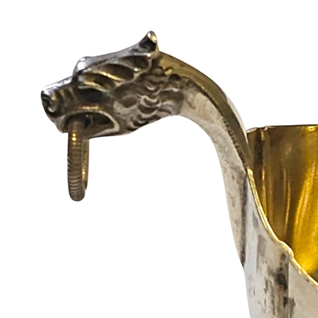 1900 - 1909 Early 20th Century Marius Hammer 830s Silver-Gilt Viking Longship Salt Cellar For Sale - Image 5 of 14