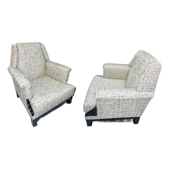 Mid-Century Low Chairs (Newly Reupholstered/Pair) For Sale