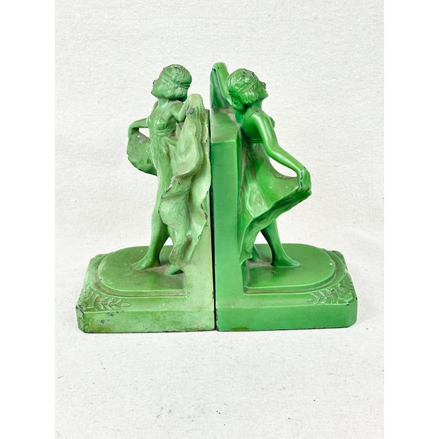 Antique 1920’s Cast Iron Bookends Depicting “Loie Fuller”-a Pair For Sale - Image 4 of 10