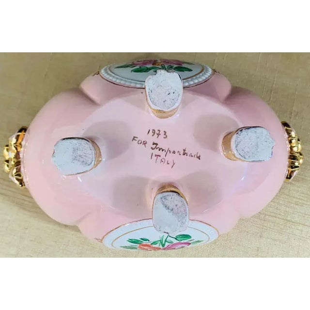 Vintage Italian Porcelain Pink Jewelry Box For Sale - Image 12 of 13