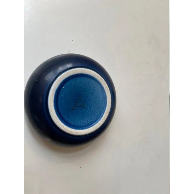 Nils Thorsson Blue Ceramic Trinket Jar by Nils Thorsson for Aluminia, 1950s For Sale - Image 4 of 8
