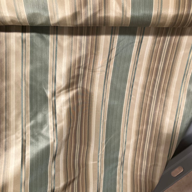 Boho Chic House of Salamander Silk Striped Fabric With Greens and Beige For Sale - Image 3 of 3