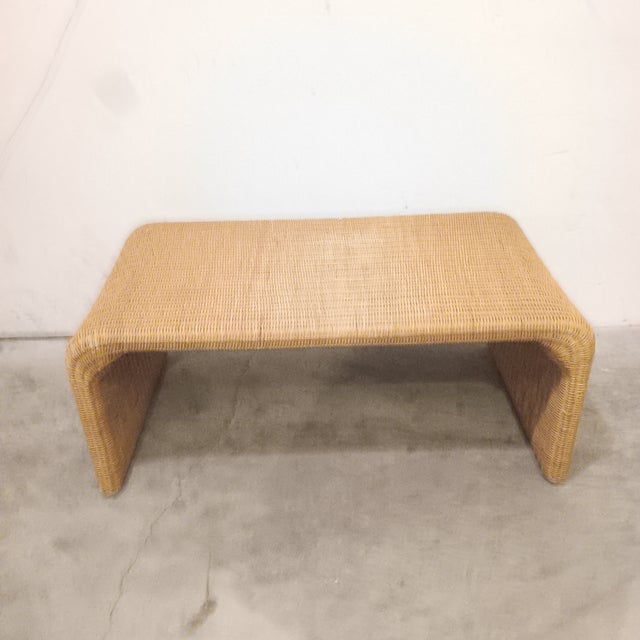 Vintage Natural Wicker Rattan Coffee Table For Sale - Image 4 of 18