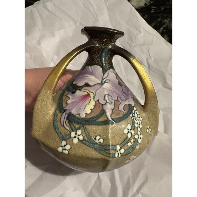 Antique Hand Painted Ceramic Vase by Teplitz Ceramics Company, "Orchis", Art Nouveau Period 1902. It’s a rare piece could...