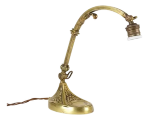 Antique Art Nouveau Brass Desk Lamp with Adjustable Goose-Neck, 1920s