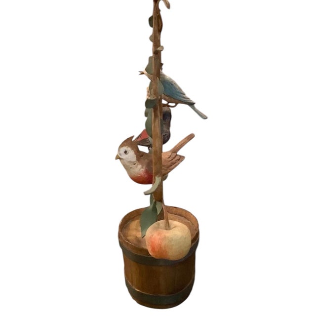 Hollywood Regency Vintage Italian Tole Espalier / Espaliered Tree Sculpture, Fruit Tree, Birds, Blossoms, & Apples, Manner of Mottahedeh For Sale - Image 3 of 10