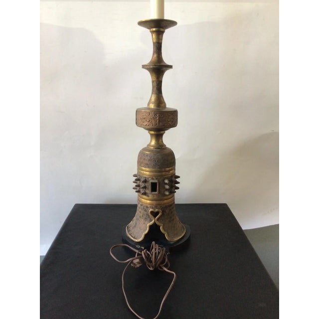 James Mont 1950s Bronze Asian James Mont Style Lamps - A Pair For Sale - Image 4 of 10