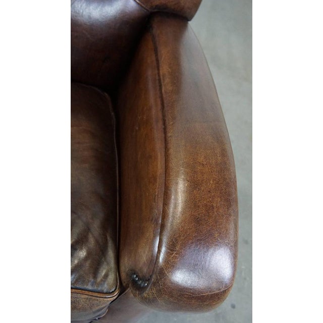Brown Club Chair in Dark Sheepskin For Sale - Image 8 of 14