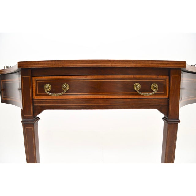 Antique Edwardian Writing Table with Leather Top, 1900s For Sale - Image 10 of 11