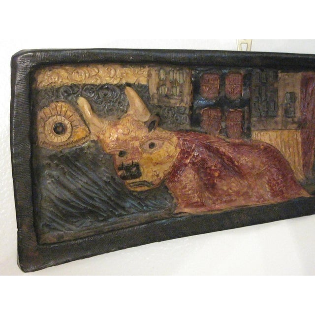 Offered is a fine art pottery tile. The photos speak more loudly than my words can. The piece measures 12.5" x 5 3/8"....