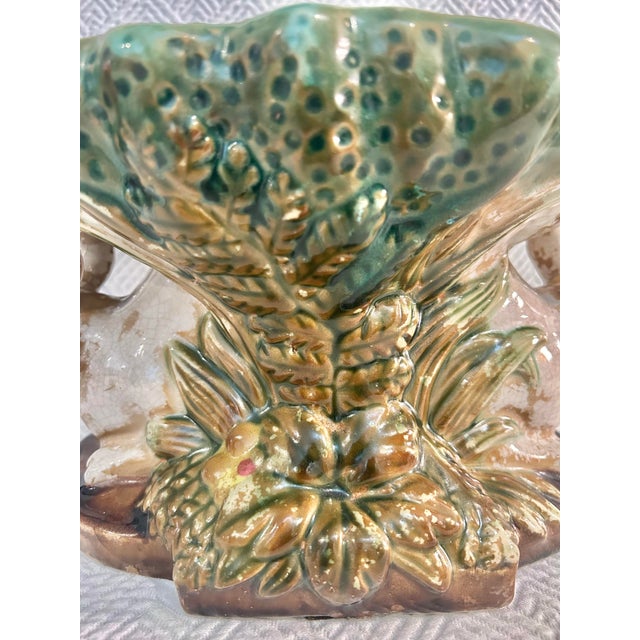 Late 20th Century Majolica Style Bunny Rabbit Compote From Three Hands Corp For Sale - Image 9 of 12