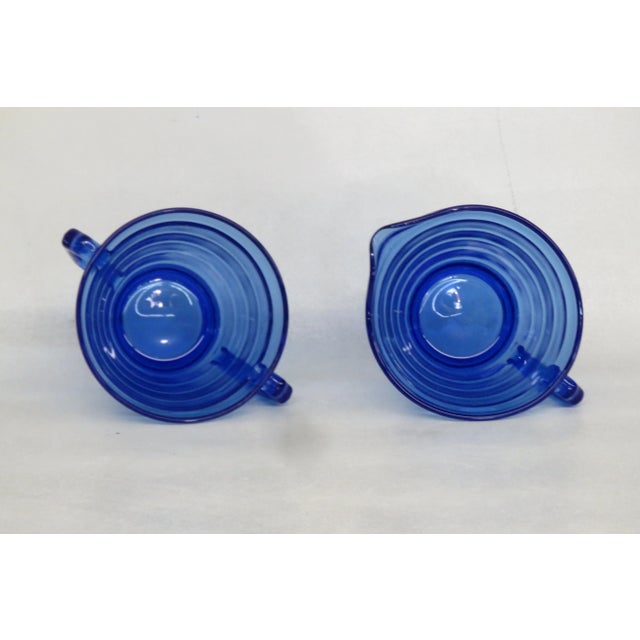 Mid 20th Century Hazel Atlas Cobalt Blue Creamer and Sugar Bowl Set 4180b For Sale - Image 5 of 11
