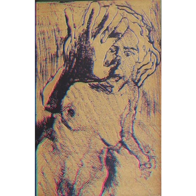 Surrealism 1970s Gold Nude Silkscreen by Lloyd Fertig For Sale - Image 3 of 3