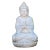 Chinese Oriental Distressed White Marble Stone Carved Sitting Buddha For Sale