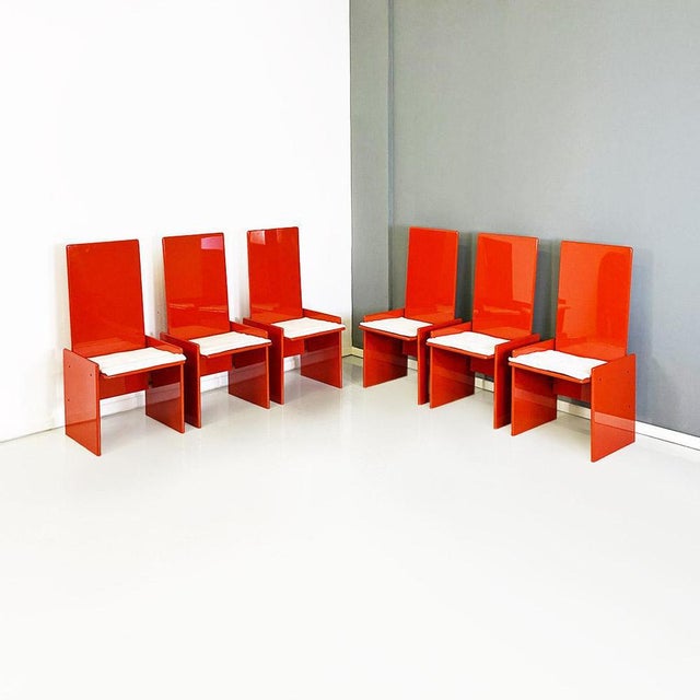 Kazuki Chairs in Red Lacquered Wood attributed to Kazuhide Takahama for Simon Gavina, 1969, Set of 6 For Sale - Image 3 of 18