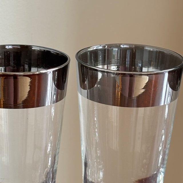 Transparent MCM Dorothy Thorpe-Style Platinum Rimmed Tumblers — Set of 6 For Sale - Image 8 of 13
