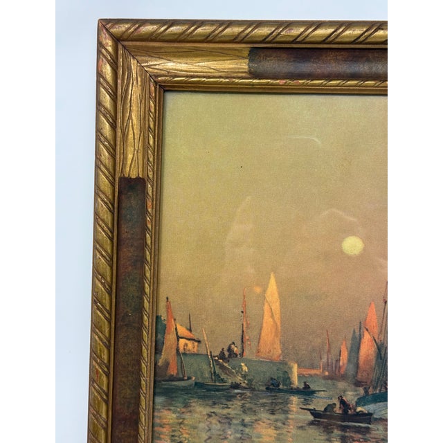 Antique color print after French maritime painter Georges Philibert Charles Maroniez (1865–1933), depicting a bustling...