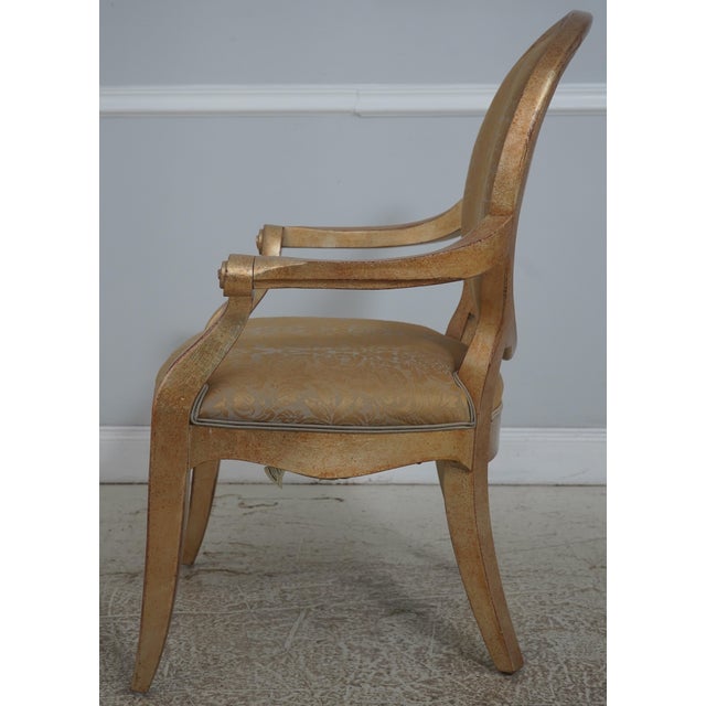 Traditional Pair Henredon Gold Finish Decorator Open Armchairs For Sale - Image 3 of 18