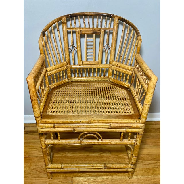 Mid 20th Century Vintage Brighton Pavilion Style Chinese Chippendale Rattan & Woven Cane Armchair For Sale - Image 4 of 12