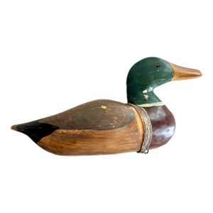 Early 20th Century Folk Art Hand Carved Wooden Mallard Duck Decoy