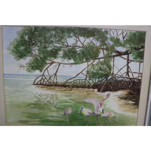 Signed Tom Morris Watercolor Wading Birds For Sale In Philadelphia - Image 6 of 7