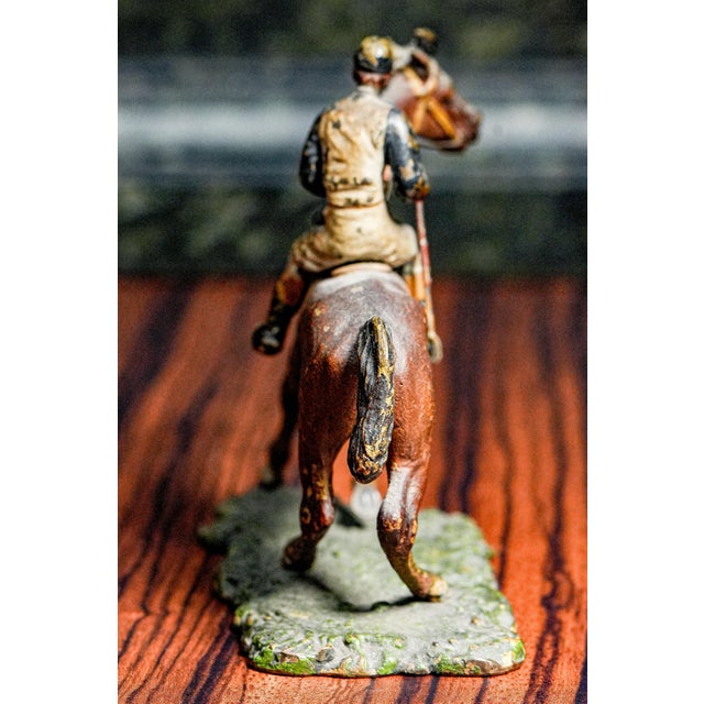 Exquisite Miniature Antique Austrian Cold Painted Bronze Polo Player on Horse Sports Statue Sculpture For Sale - Image 13 of 18