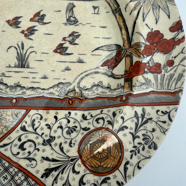 English Late 19th-Century English Staffordshire Transferware Plate – With Hand Colored Luster Paint For Sale - Image 3 of 3