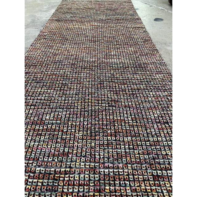 Beautiful hand knotted modern runner. Made of 75% wool and 25% cotton with very modern design and colors, this extremely...