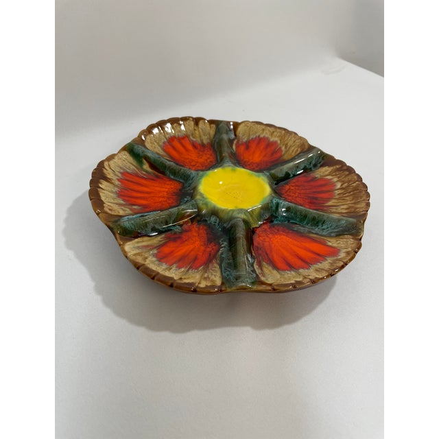 Vallauris Mid 20th Century French Vallauris "Volcano" Majolica Oyster Plate For Sale - Image 4 of 14