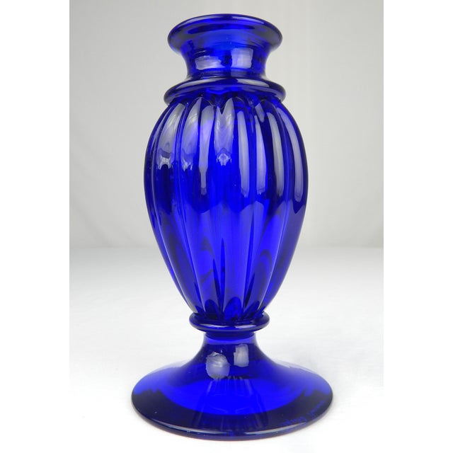 1950s Archimede Seguso Signed Cobalt Blue Murano Glass Candles Holders, Pair For Sale - Image 11 of 12