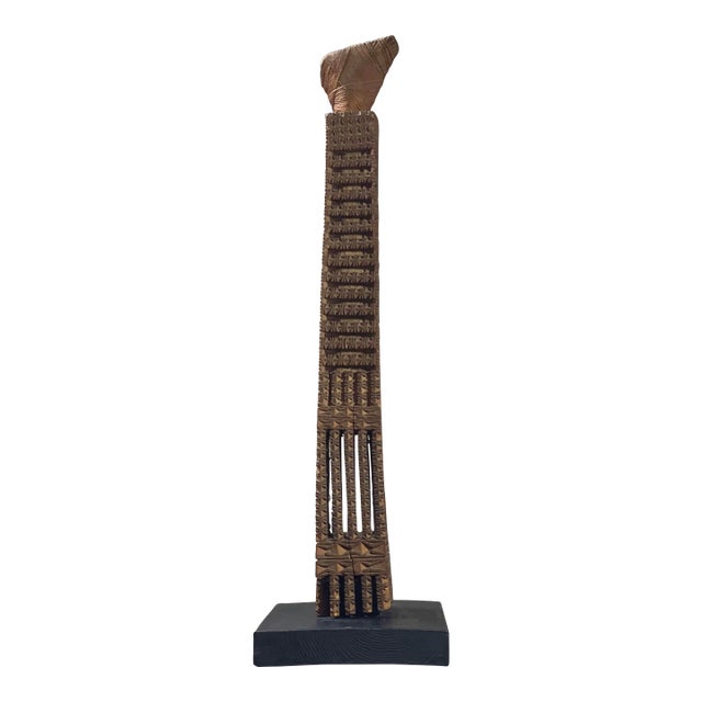 Antique Mangaian Ceremonial Adze With Stand/Abstract Tribal Sculpture For Sale