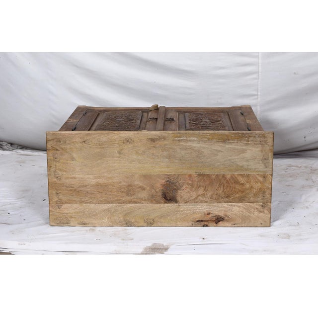 Two-Door Nightstand Made From Antique Indian Teakwood Architectural Elements For Sale - Image 4 of 8