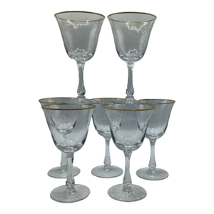 Fostoria "Golden Lace" Water Goblets - Set of 7