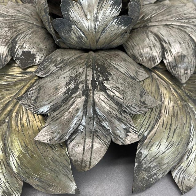 Florentiner Silvered Metal Leaf Theatre Ceiling Light, Italy, 1950s For Sale - Image 6 of 17