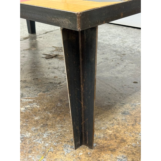 Brown Reclaimed Wood From Gym Floor Coffee Table For Sale - Image 8 of 12